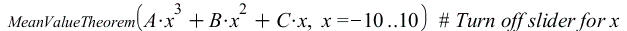 MeanValueTheorem(`+`(`*`(A, `*`(`^`(x, 3))), `*`(B, `*`(`^`(x, 2))), `*`(C, `*`(x))), x = -10 .. 10); 